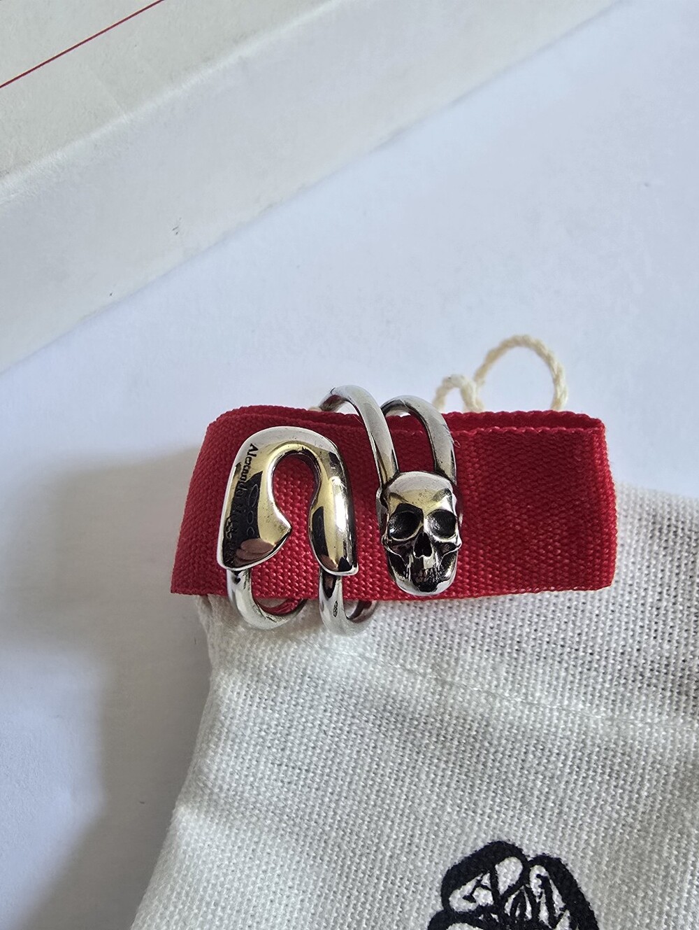 Alexander McQueen Pin Ring Silver Size IT 17 - Picture 4 of 6